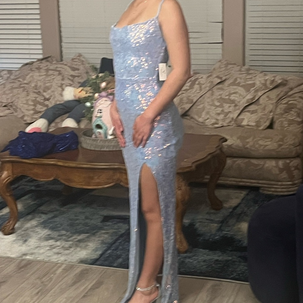 Elegant Blue Sequin Dress